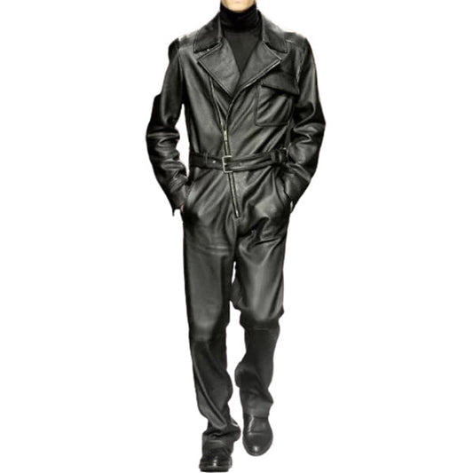 Black Leather Jumpsuit For Men