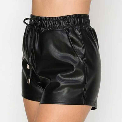 Black Leather Short Women