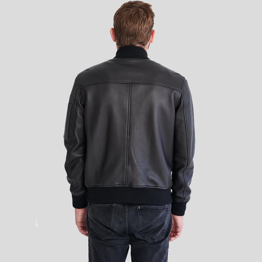 Men's Clark Black Bomber Lambskin Leather Jacket