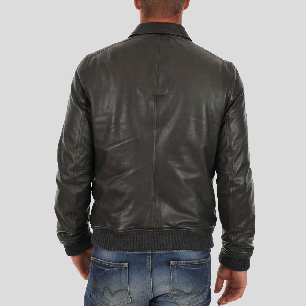 Men's Ioan Black Bomber Leather Jacket