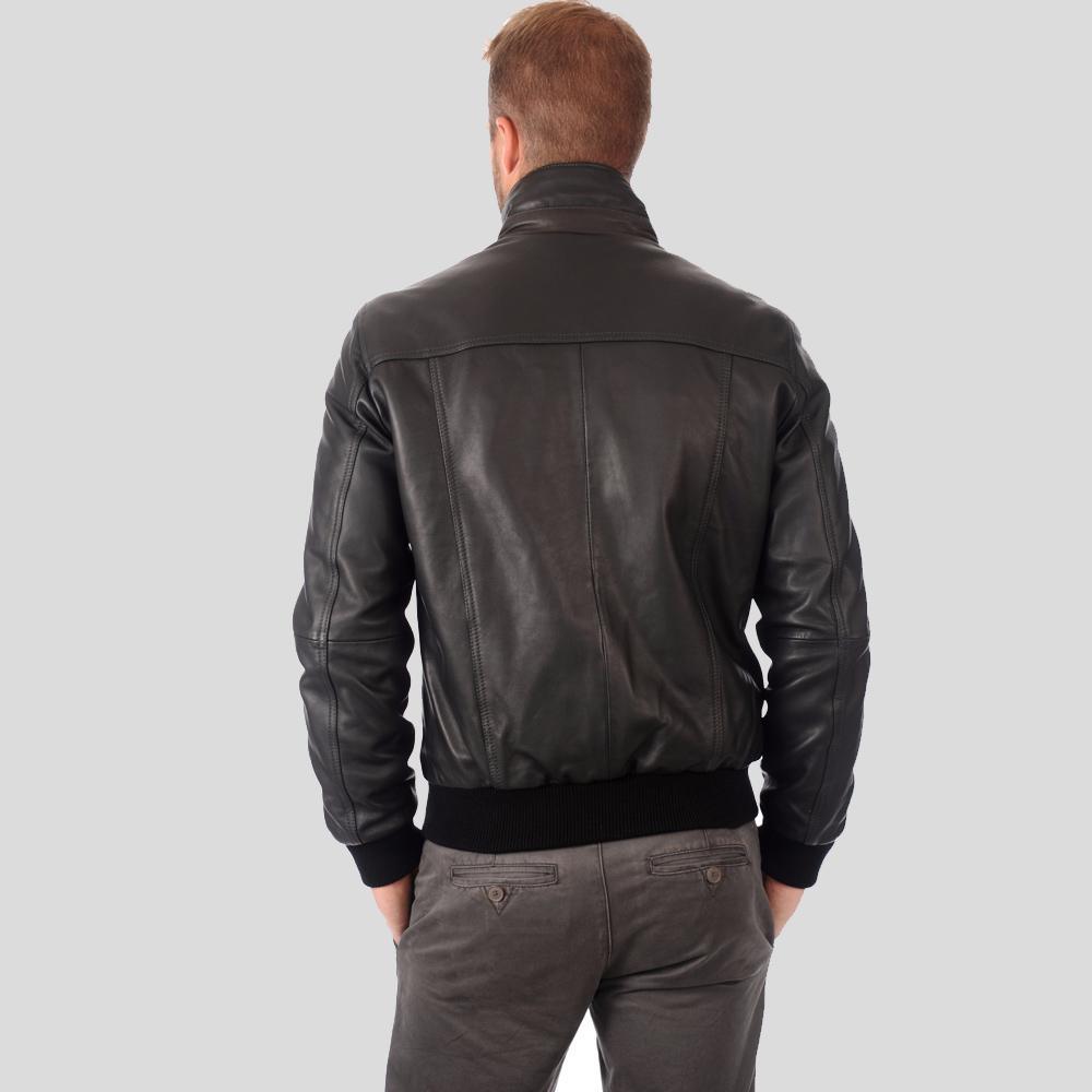 Men's Kian Black Bomber Leather Jacket