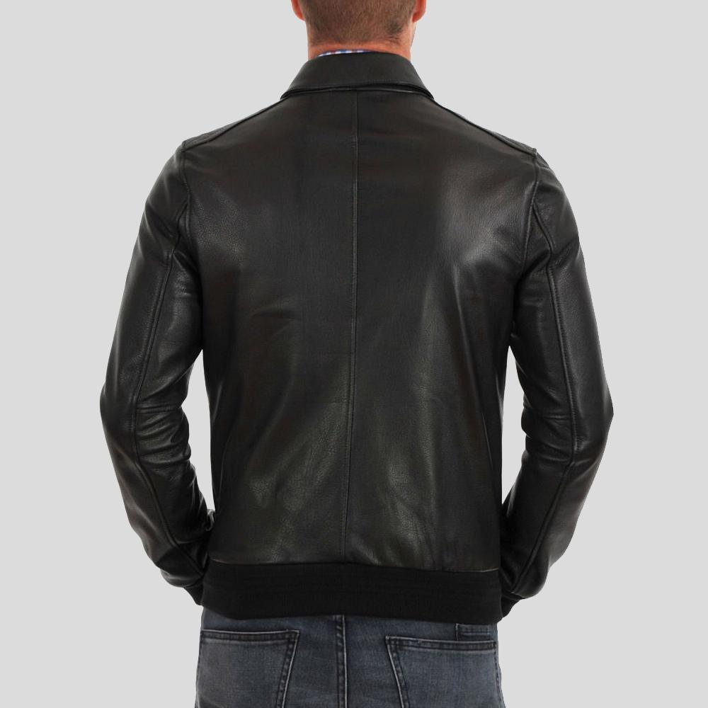 Men's Osian Black Bomber Leather Jacket