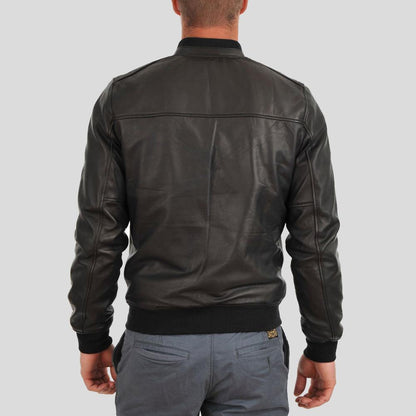 Tom Black Bomber Leather Jacket For Men