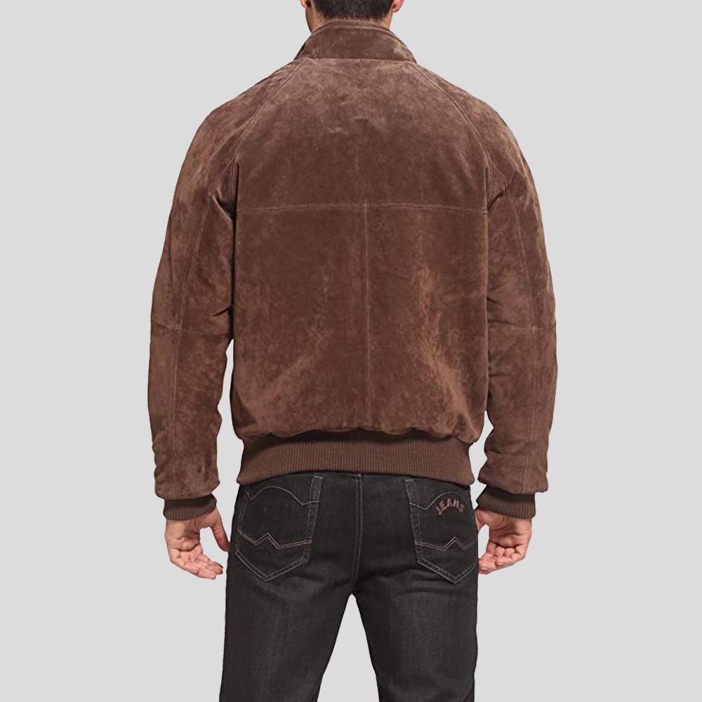 Men's Harry Suede Brown Bomber Leather Jacket