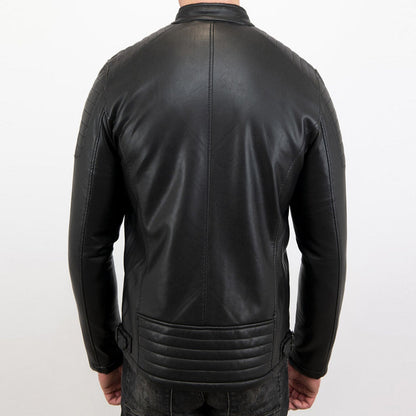 Mens Cafe Racer Biker Leather Jacket