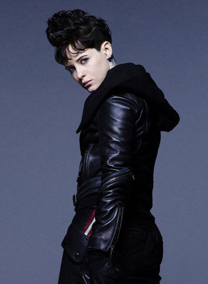 CLAIRE FOY THE GIRL IN THE SPIDER'S WEB LEATHER JACKET