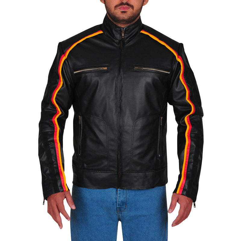 Mens Trendy Black Biker Leather Jacket