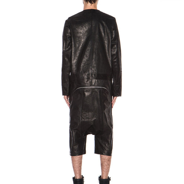 Designer Style Men Leather Zipper Jumpsuit