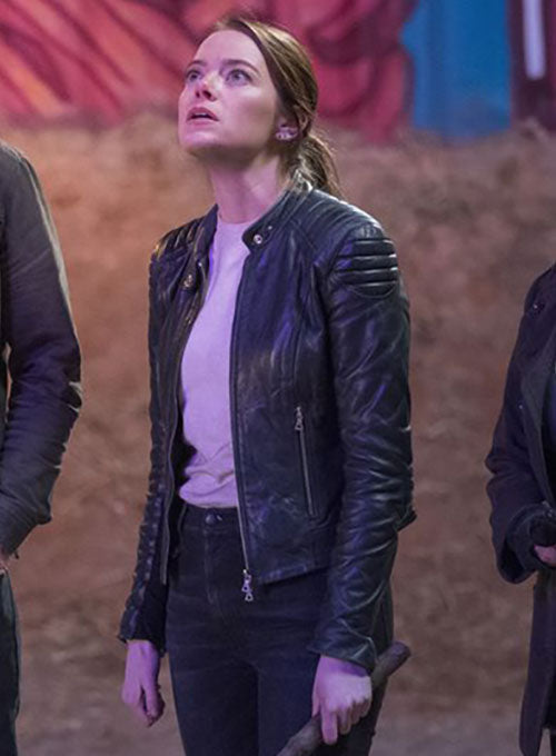 EMMA STONE ZOMBIELAND DOUBLE TAP LEATHER JACKET