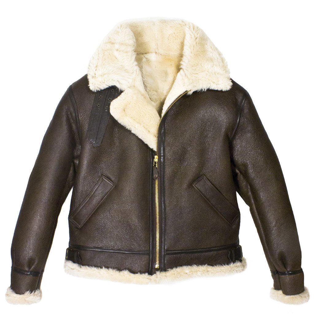 Brown B-3 Bomber Genuine Leather Sheepskin Jacket For Men