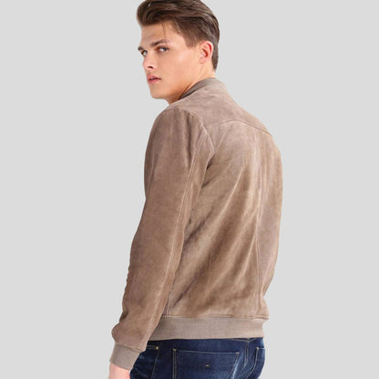 Men's Rolf Grey Suede Bomber Leather Jacket