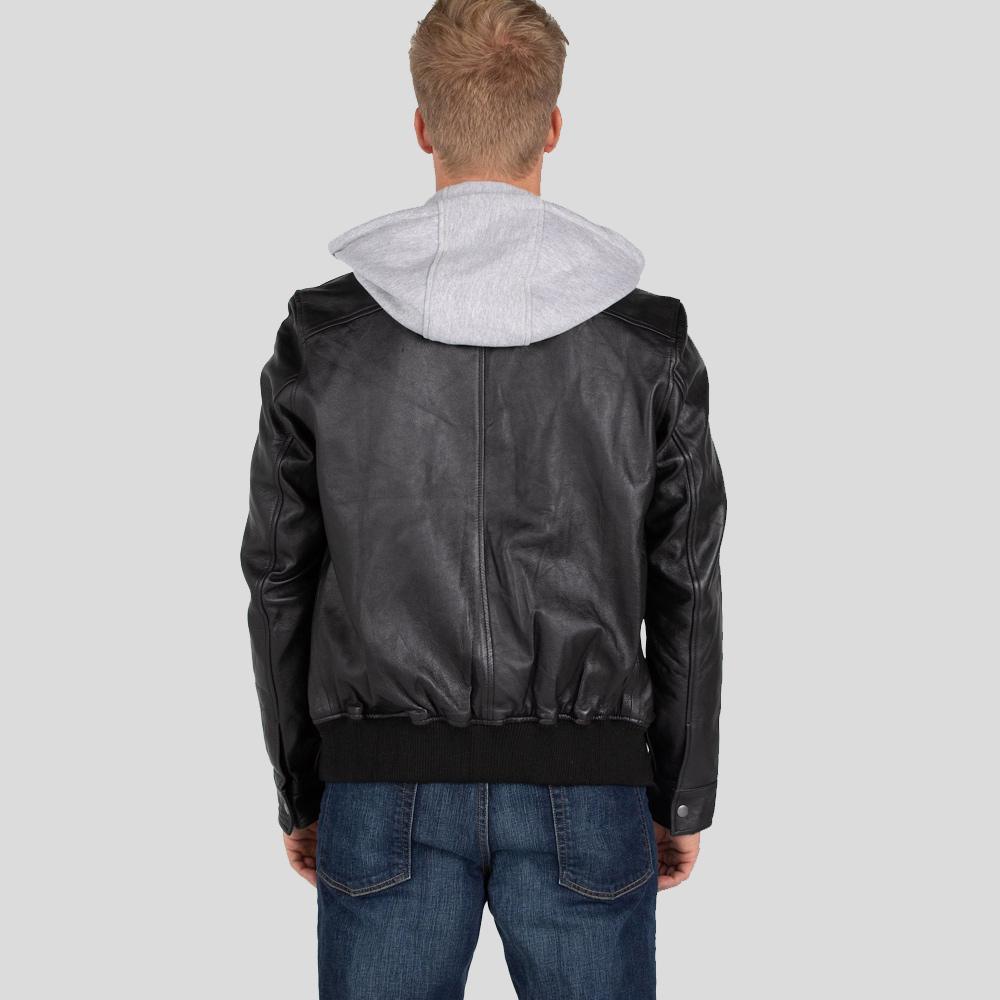 Men's Marc Black Removable Hooded Leather Jacket