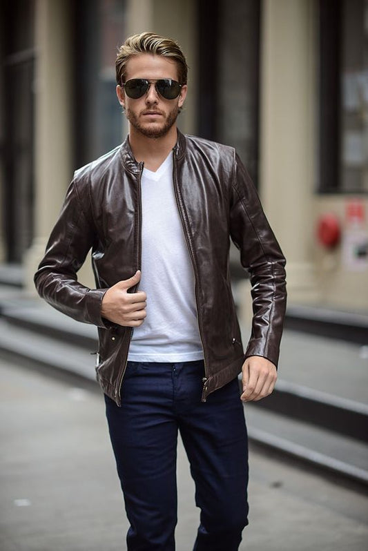 Mens Brown leather jacket