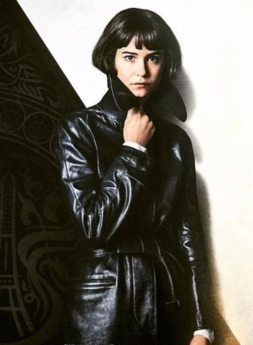 KATHERINE WATERSTON FANTASTIC BEASTS LEATHER LONG COAT