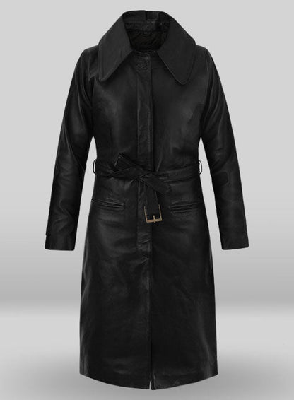 KATHERINE WATERSTON FANTASTIC BEASTS LEATHER LONG COAT