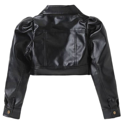 Kid Girl Leather Jacket Black