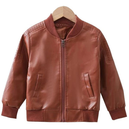 Kids Leather Bomber Jacket