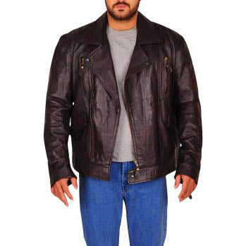 Mens Dark Brown Brando Biker Jacket