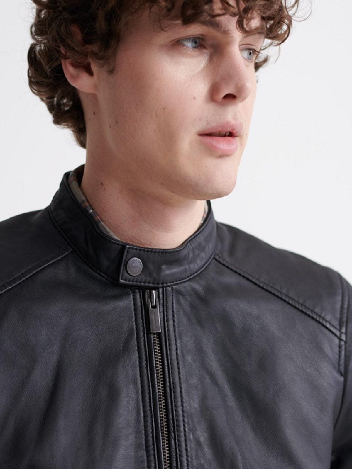 Men's Custom Made Black Leather Jacket