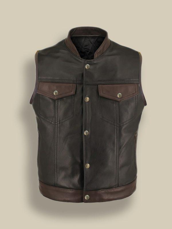 Men's Brown Leather Vest