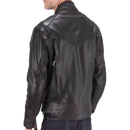 Men Classic Motorcycle Leather Jacket