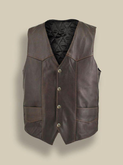 Men's Classic Brown Biker Leather Vest