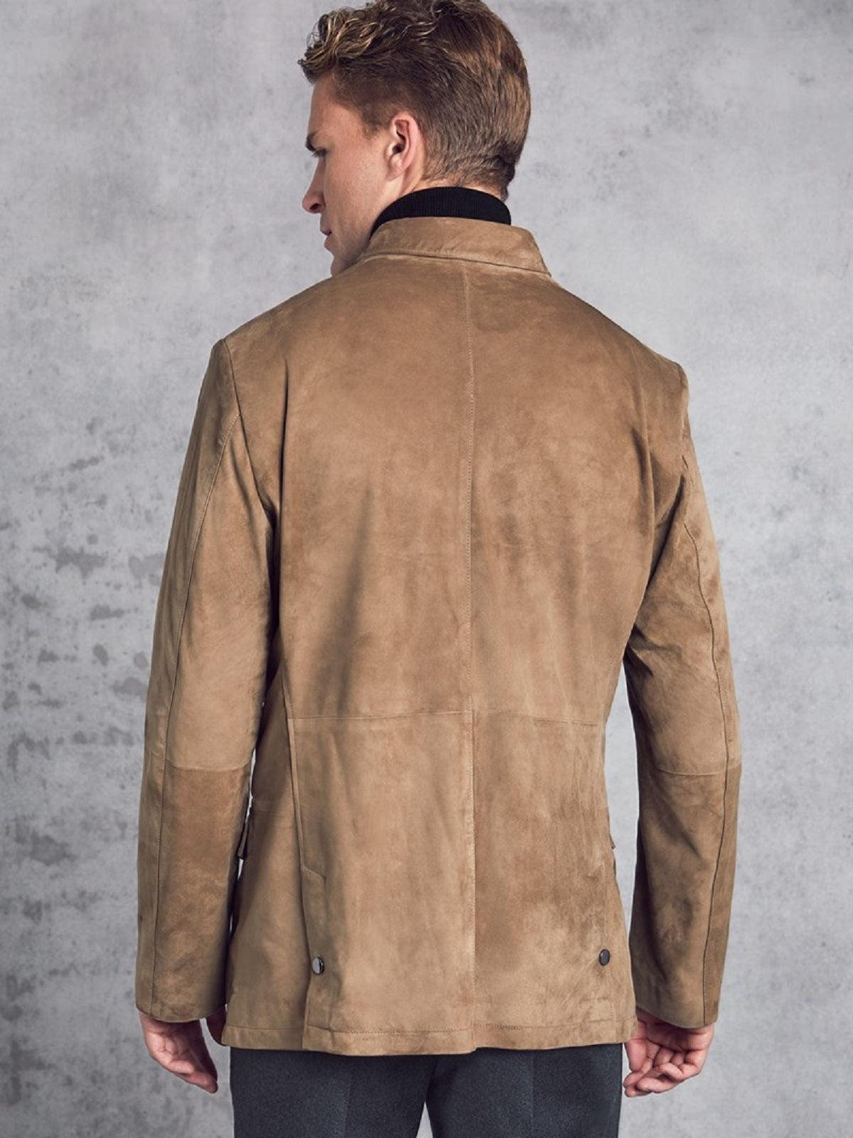 Brown Suede Leather Jacket For Men