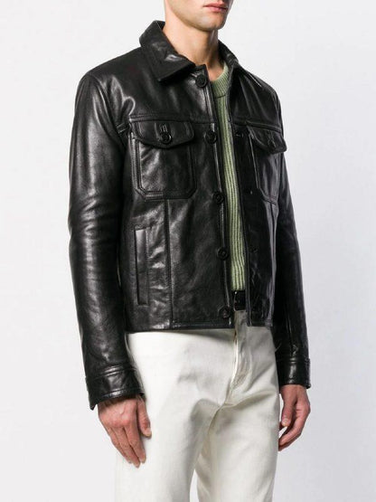 Men's Leather Jacket In Black