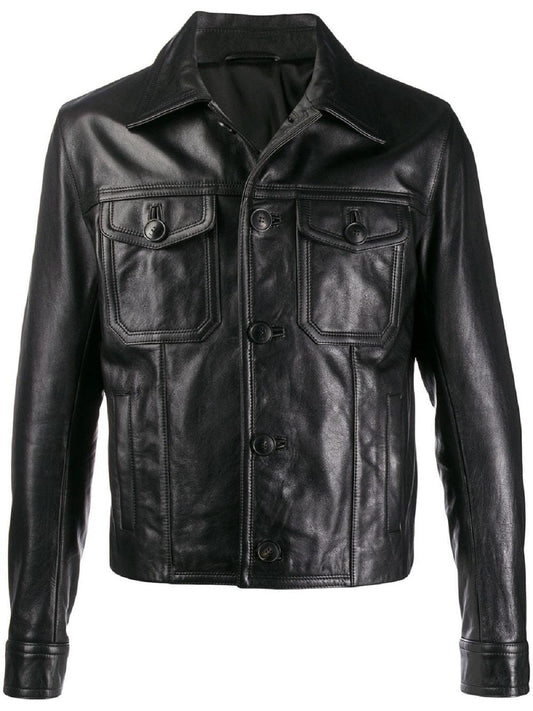 Men's Leather Jacket In Black
