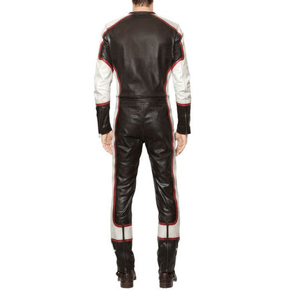 Men Leather Racing Jumpsuit