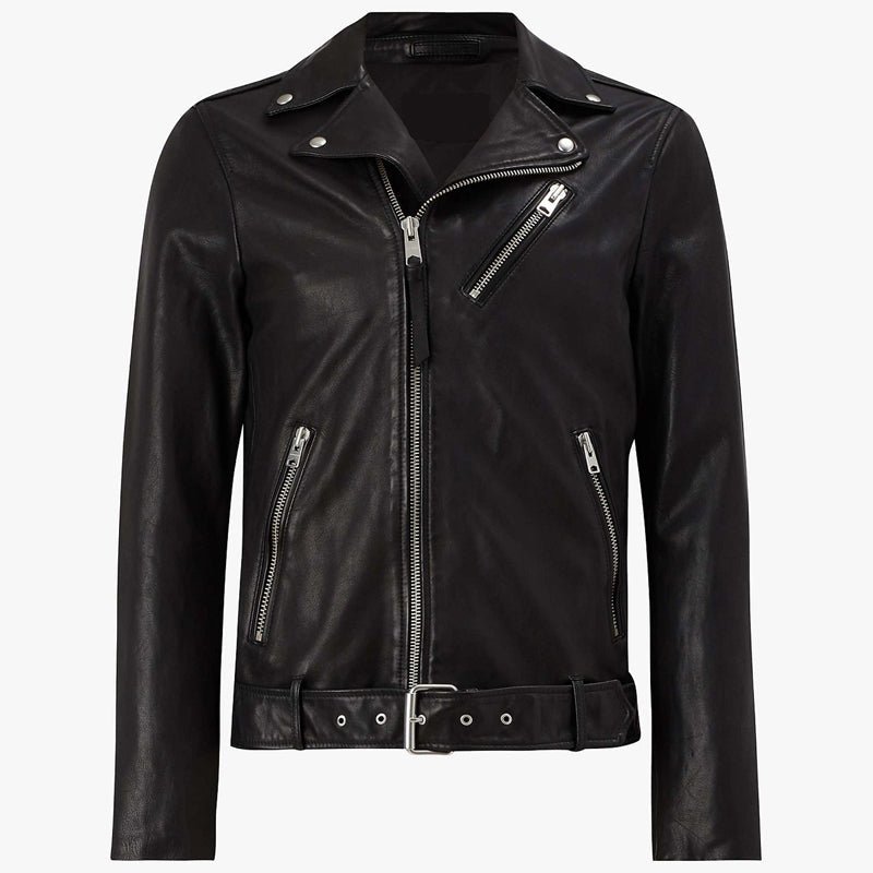 Pure Black Leather Jacket For Men