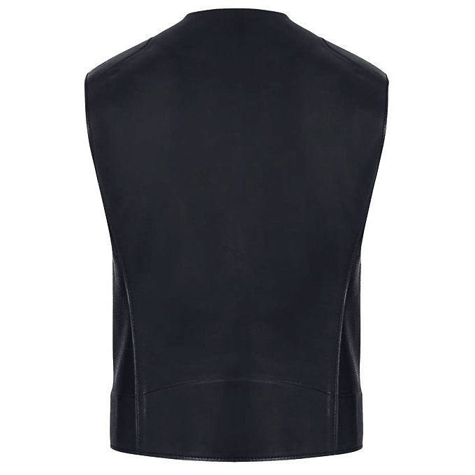 Men’s Black Leather Biker Vest Slim Fit