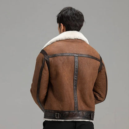 Men's Brown B3 Shearling Flight Jacket - Sheepskin Coat