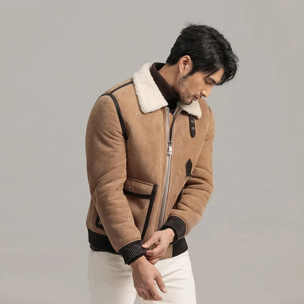 Men's Brown Sheepskin Shearling Leather Jacket