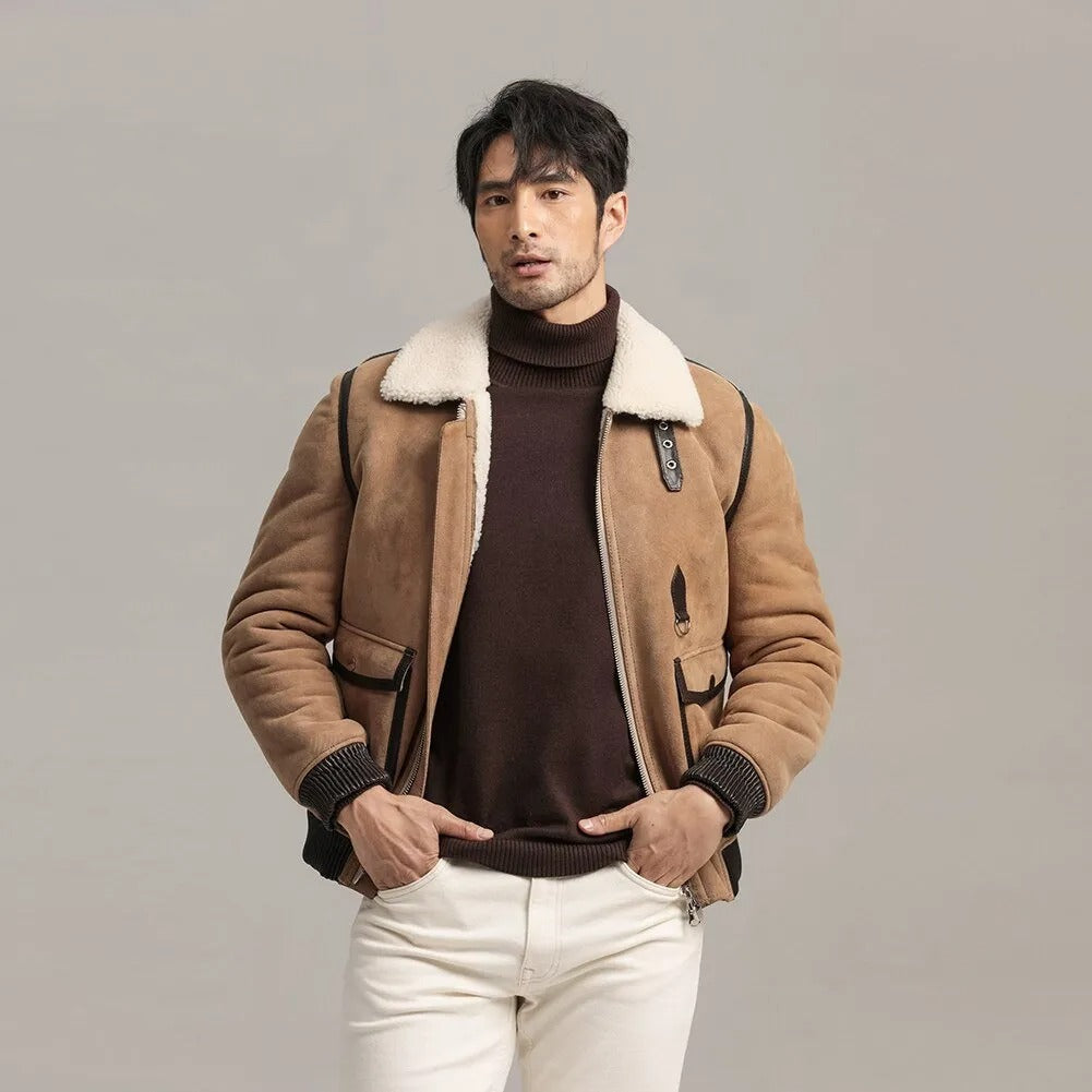 Men's Brown Sheepskin Shearling Leather Jacket