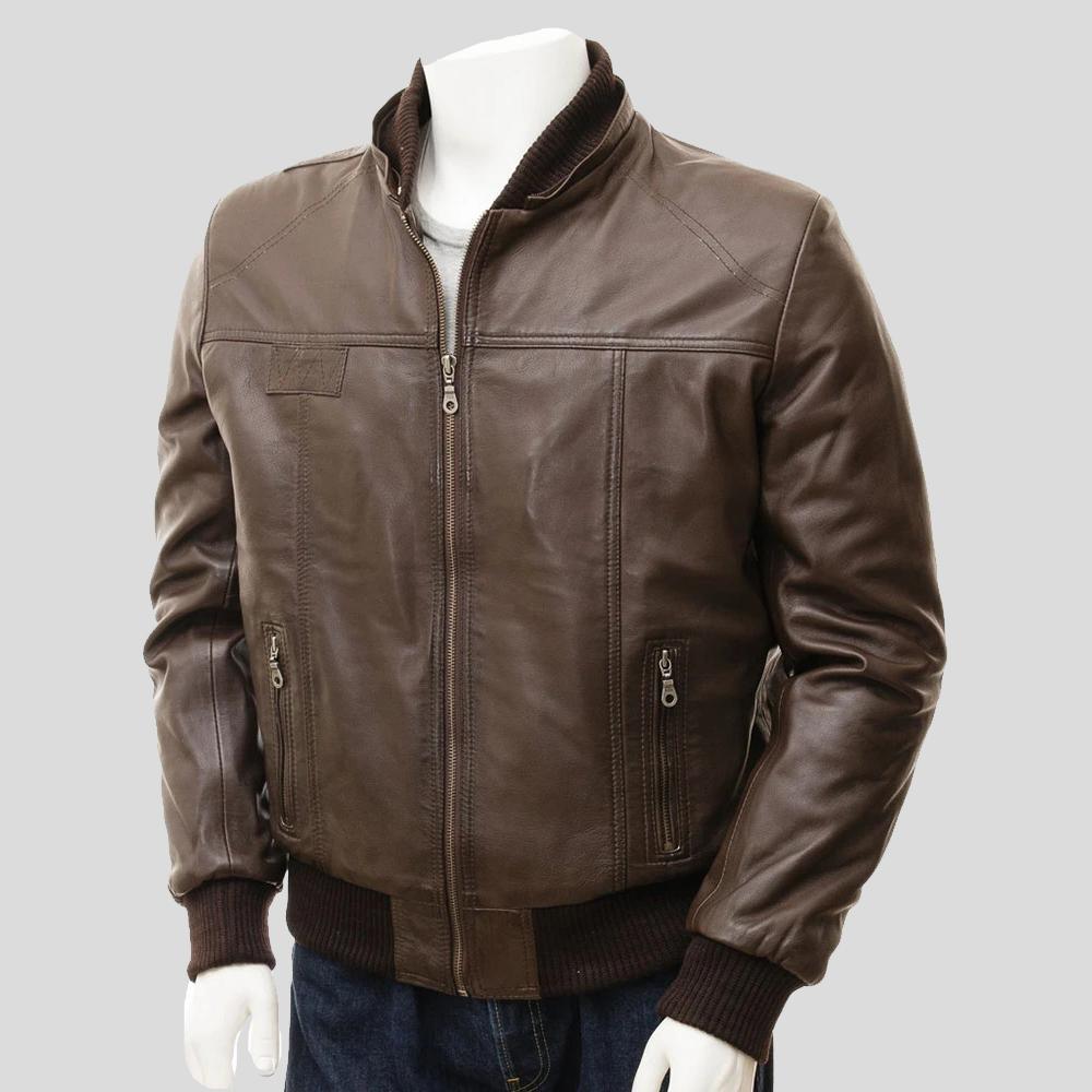 Mado Brown Removable Hooded Leather Jacket For Men