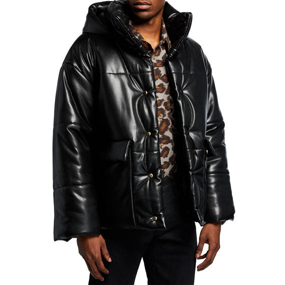 Mens Oversized Leather Puffer Jacket