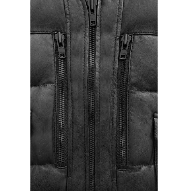 Men's Puffer Leather Jacket