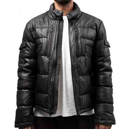 Men's Puffer Leather Jacket