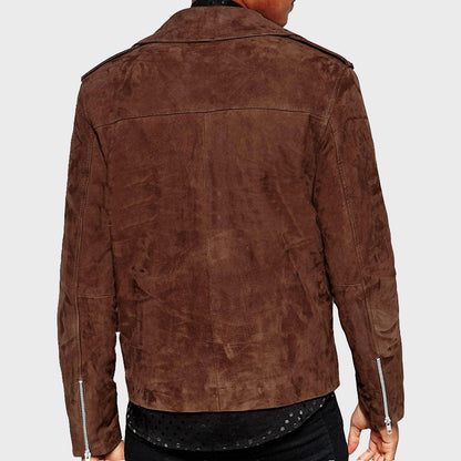 Men's Suede Asymmetric Biker Leather Jacket