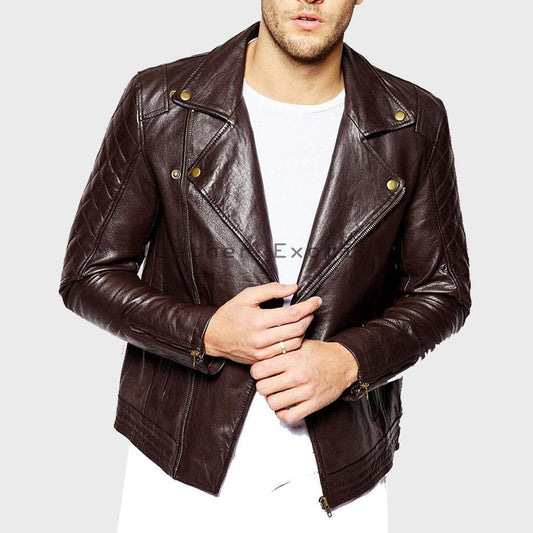 Men's Urbane Style Leather Motorcycle Jacket