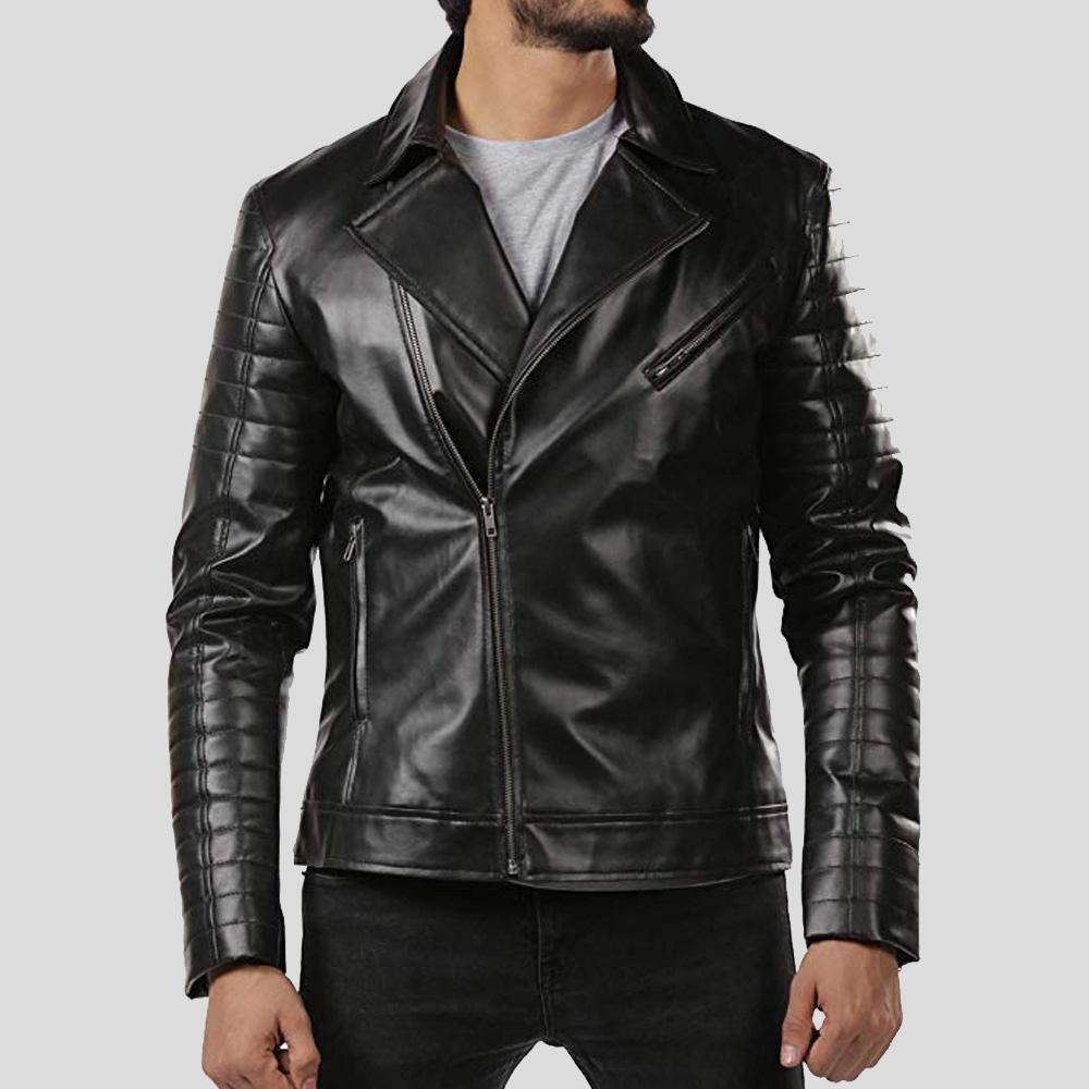 Men's Elex Black Motorcycle Leather Jacket