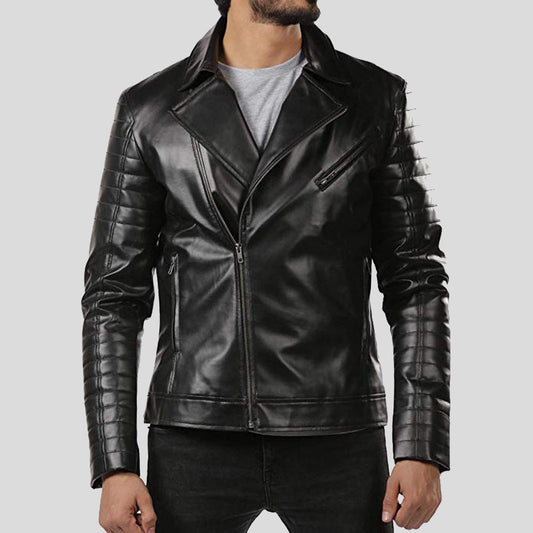 Men's Elex Black Motorcycle Leather Jacket