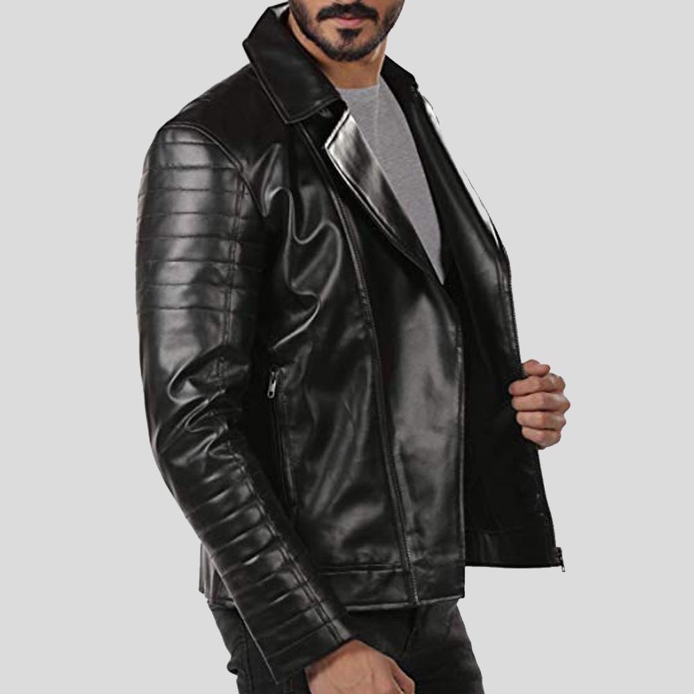 Men's Elex Black Motorcycle Leather Jacket