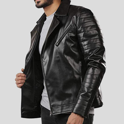 Men's Elex Black Motorcycle Leather Jacket