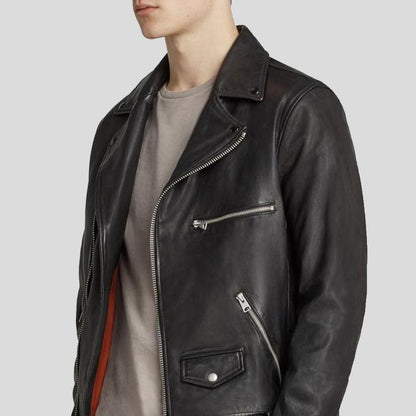 Men's Connor Black Motorcycle Leather Jacket