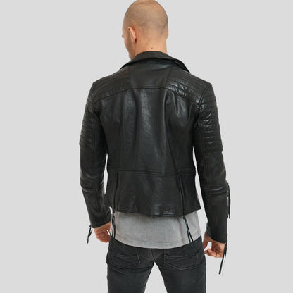 Dylan Black Motorcycle Leather Jacket For Men
