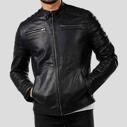 Men's Elon Black Motorcycle Leather Jacket