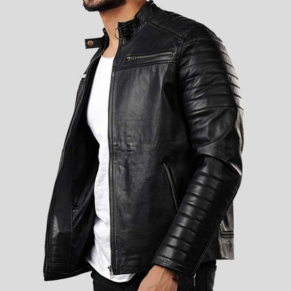 Men's Elon Black Motorcycle Leather Jacket