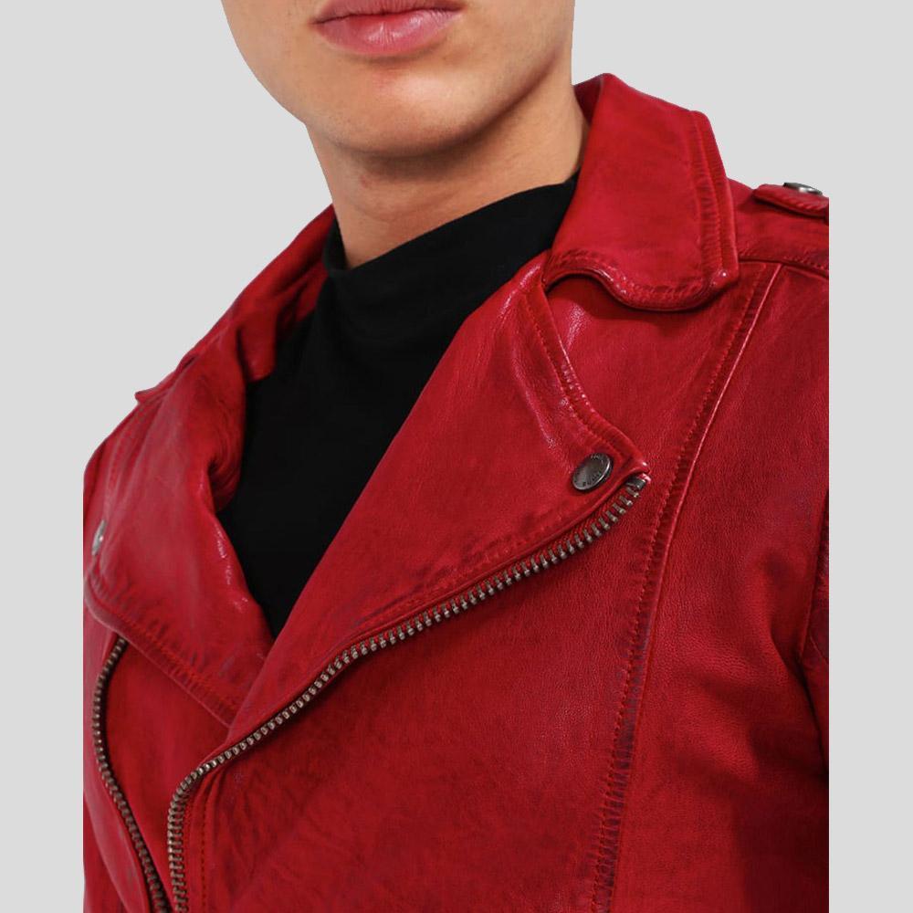 Men's Buel Red Motorcycle Leather Jacket